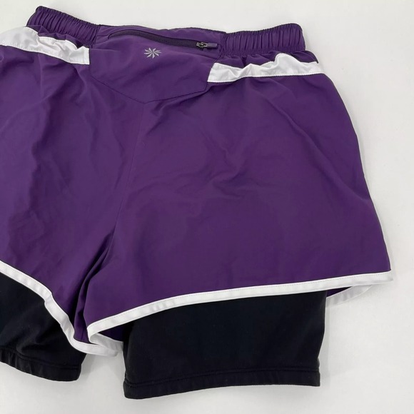 Athleta Active Shorts Women's Size‎ S Purple Zip Pocket Lined Gym Yoga - Picture 8 of 9